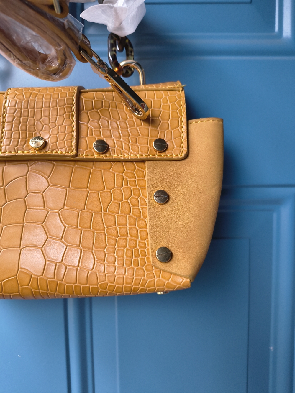 Free People Mustard Yellow Croc-Embossed Crossbody Bag - Picture 10 of 13